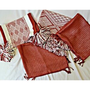 4 Restoration Hardware Sunbrella Hanbel outdoor pillow covers rust red tassels